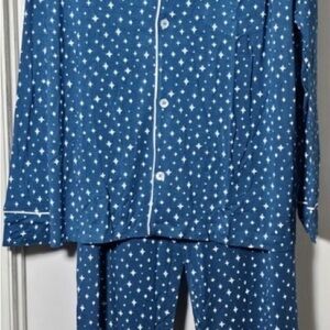 NWT Eberjey William Printed Long PJ Set in Teal S